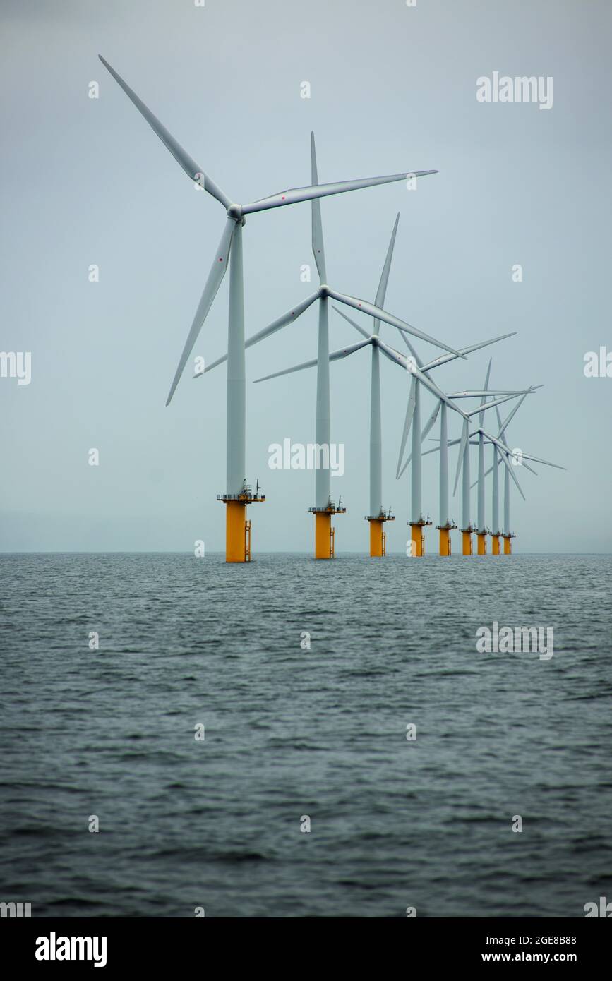 Teesside Wind Farm, or alternatively referred to as Redcar Wind Farm of the north east coast of England, UK Stock Photo