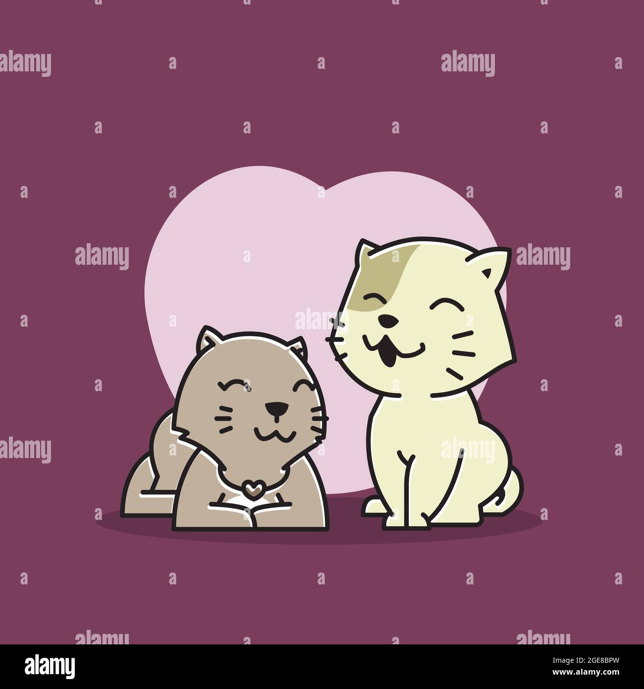 Happy Cat Couple Love Joy Pet Lover Cartoon Stock Vector Image & Art - Alamy