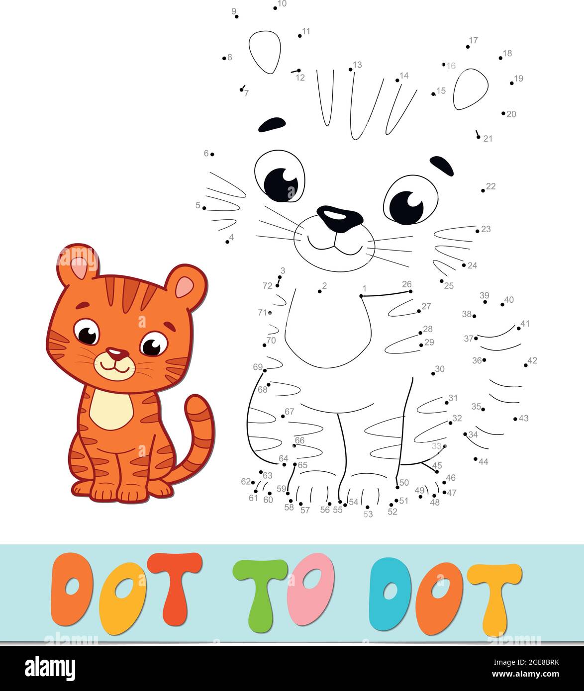 Dot to dot puzzle. Connect dots game. tiger vector illustration Stock  Vector Image & Art - Alamy