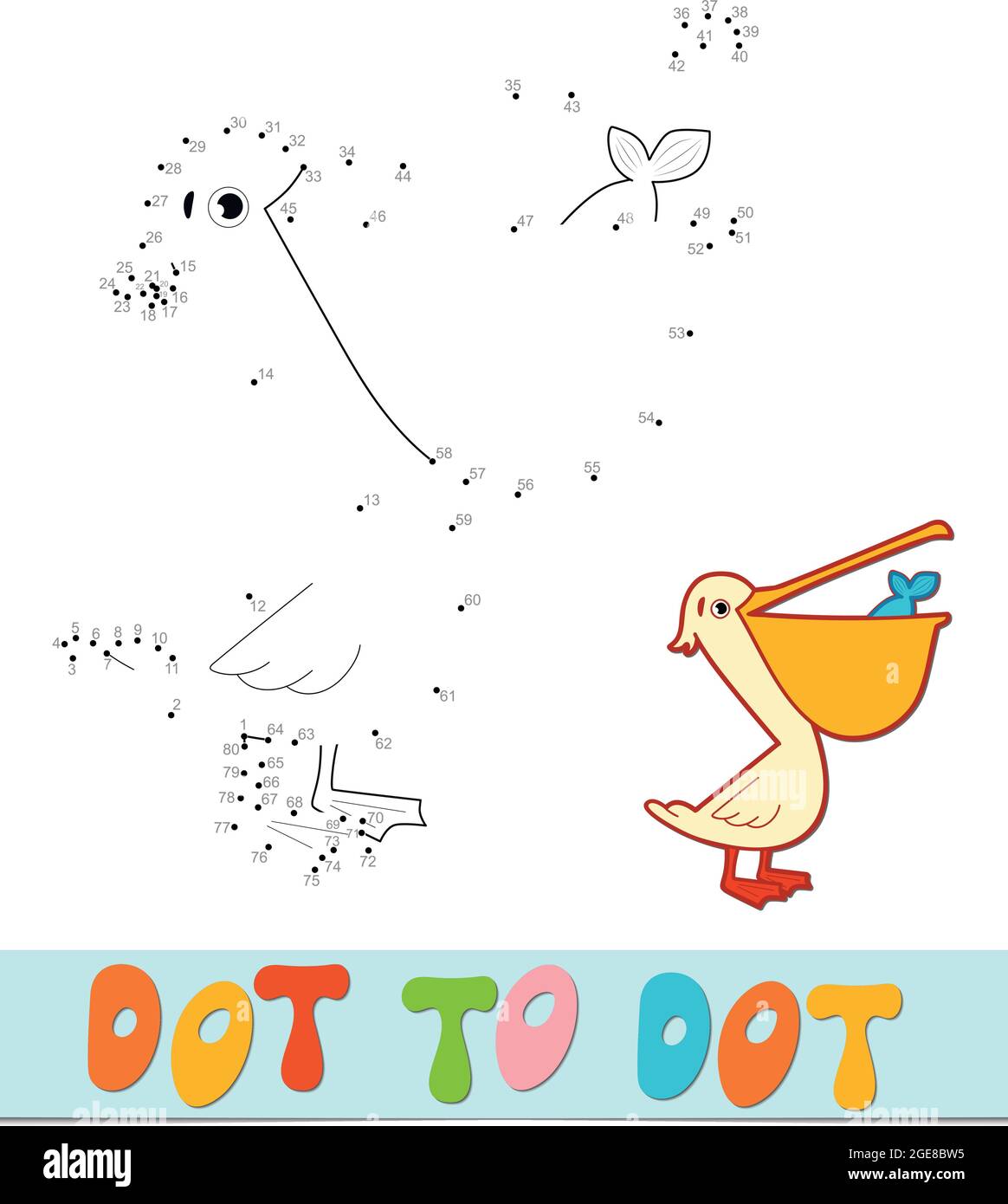 Dot to dot puzzle. Connect dots game. pelican vector illustration Stock ...
