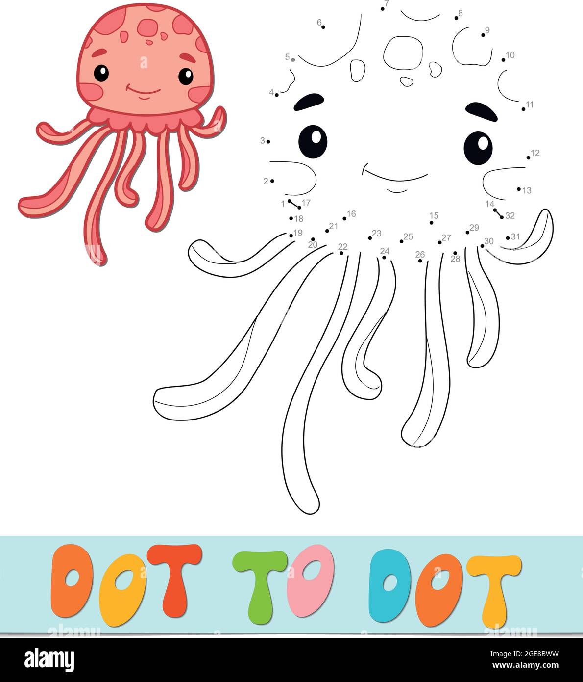 Dot to dot puzzle. Connect dots game. jellyfish vector illustration ...
