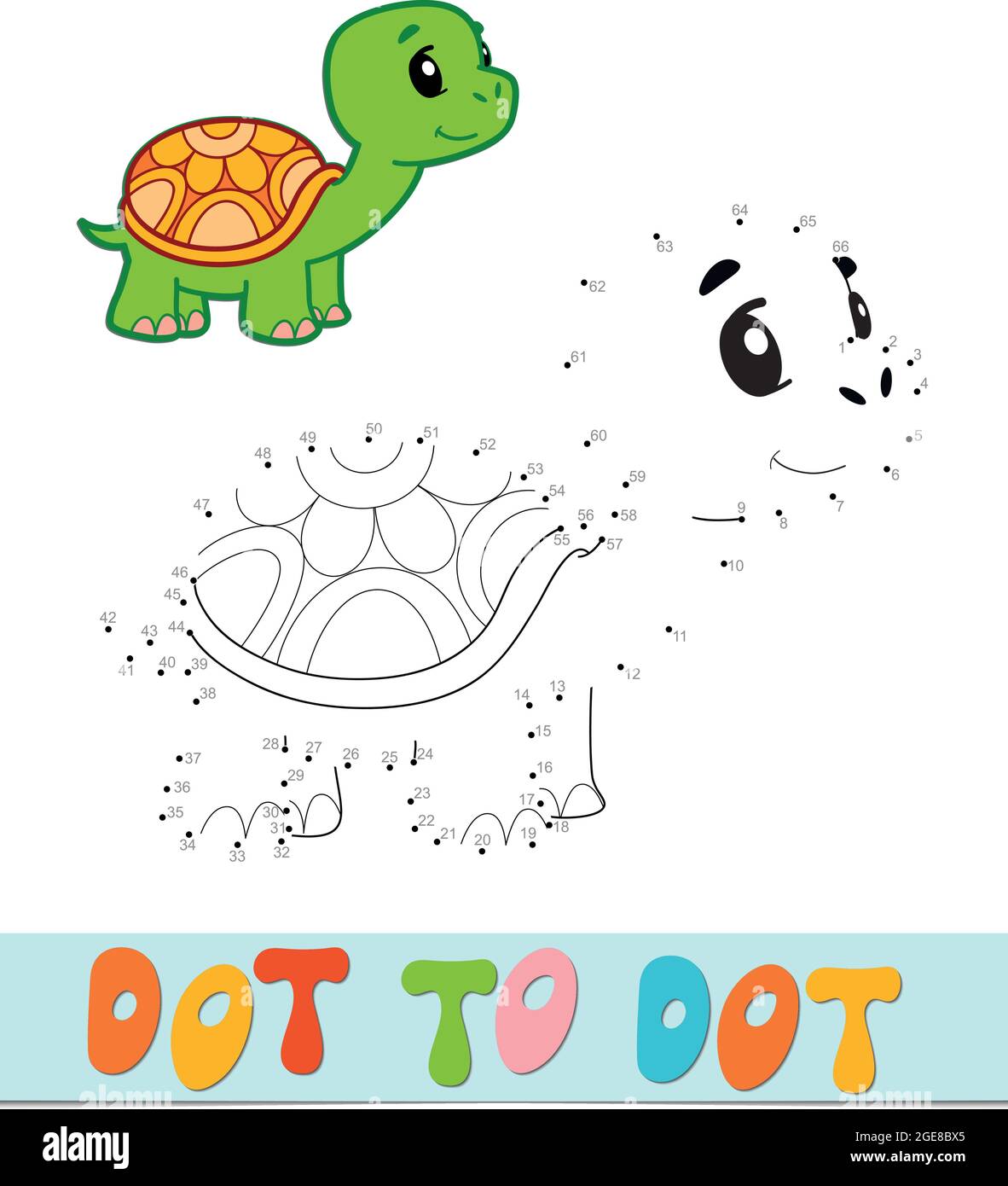 Dot to dot puzzle. Connect dots game. turtle vector illustration Stock ...