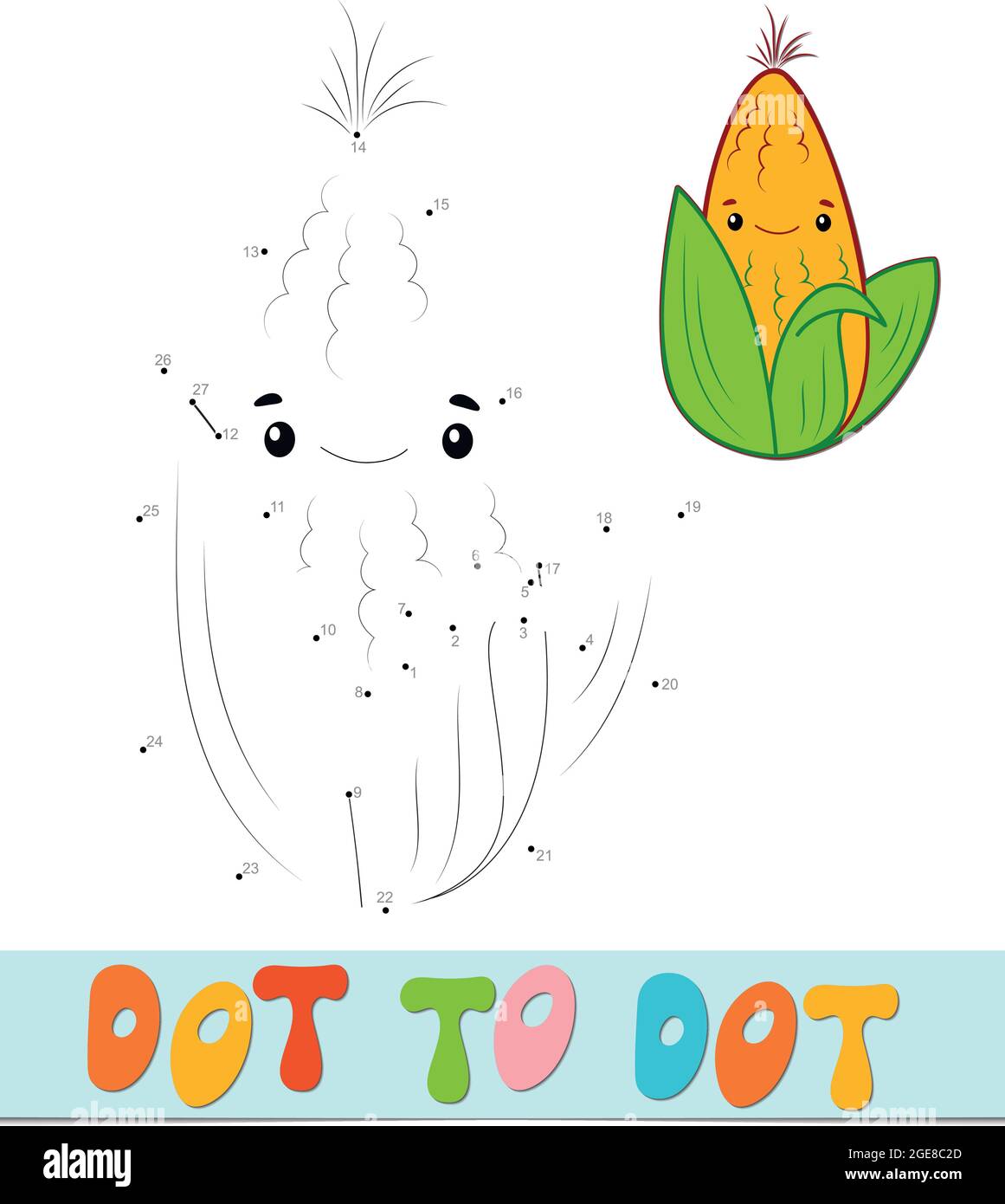 Dot to dot puzzle. Connect dots game. corn vector illustration Stock
