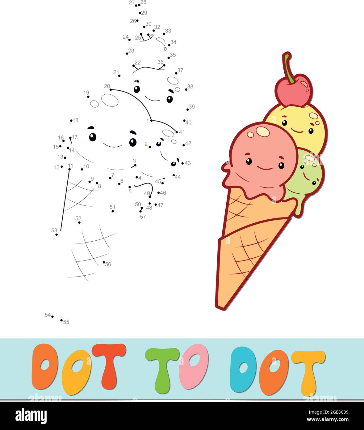Dot to dot puzzle. Connect dots game. ice cream vector illustration