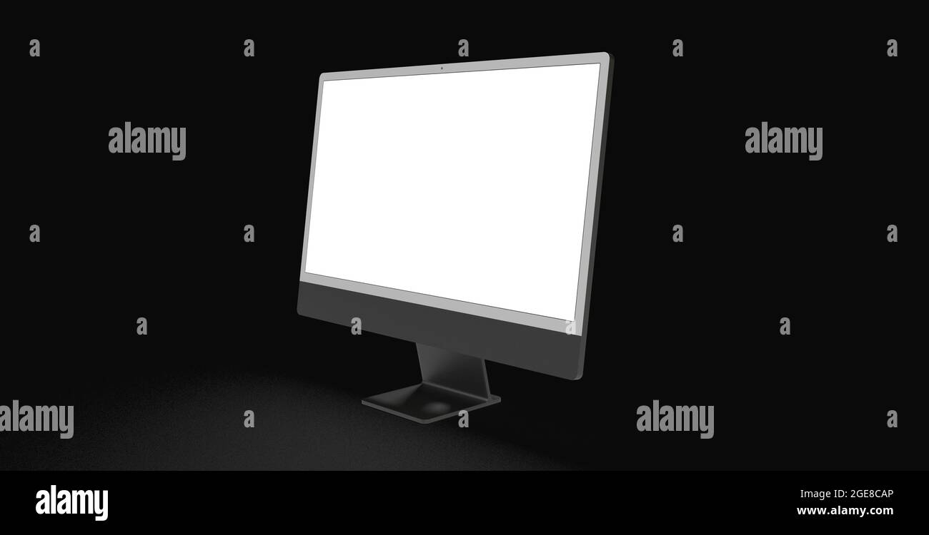 Computer Moneter Images Computer monitor with copyspace on the white screen isolated on a black ...