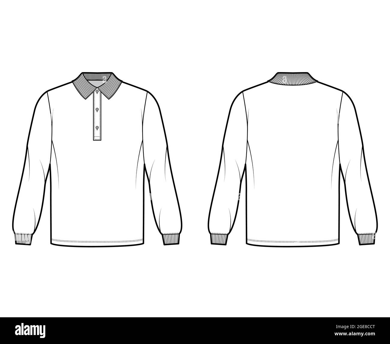 Shirt polo oversized technical fashion illustration with long sleeves ...