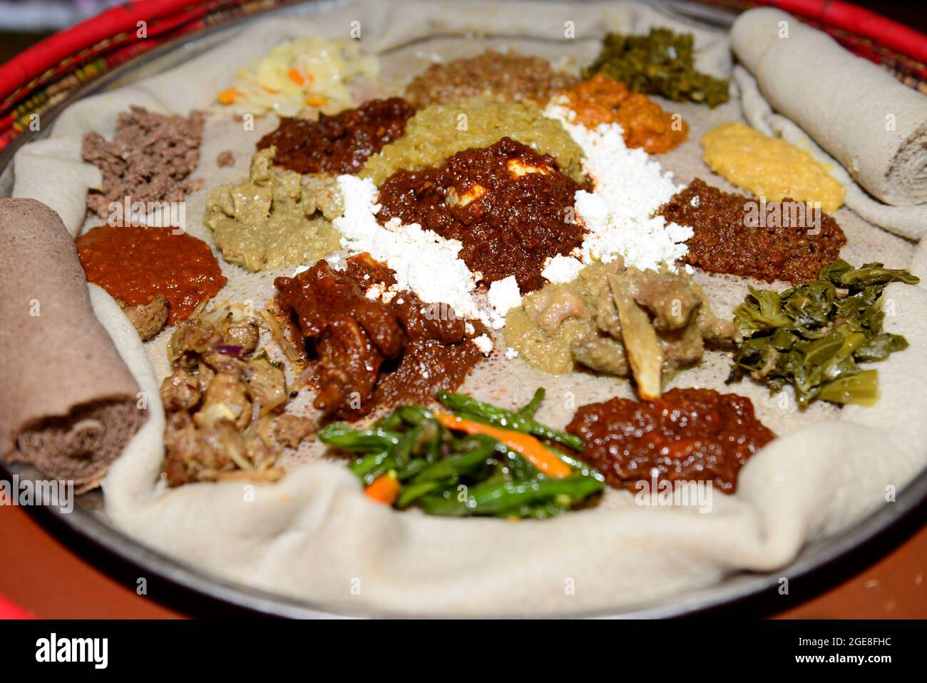 Traditional Ethiopian Injera Dish Served At The Yod Abyssinia Traditional Restaurant In Addis 