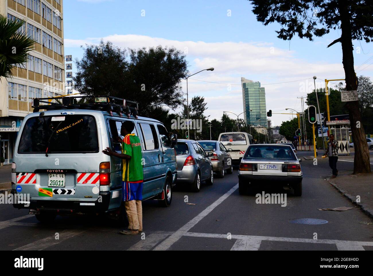 An Ethiopian Begging For Money In A Traffic Jam In Addis Ababa 