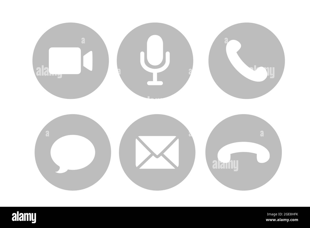 Virtual hangouts icons for conference call. Video, sound, message, mail and call icons isolated on white background. Flat vector illustration Stock Vector