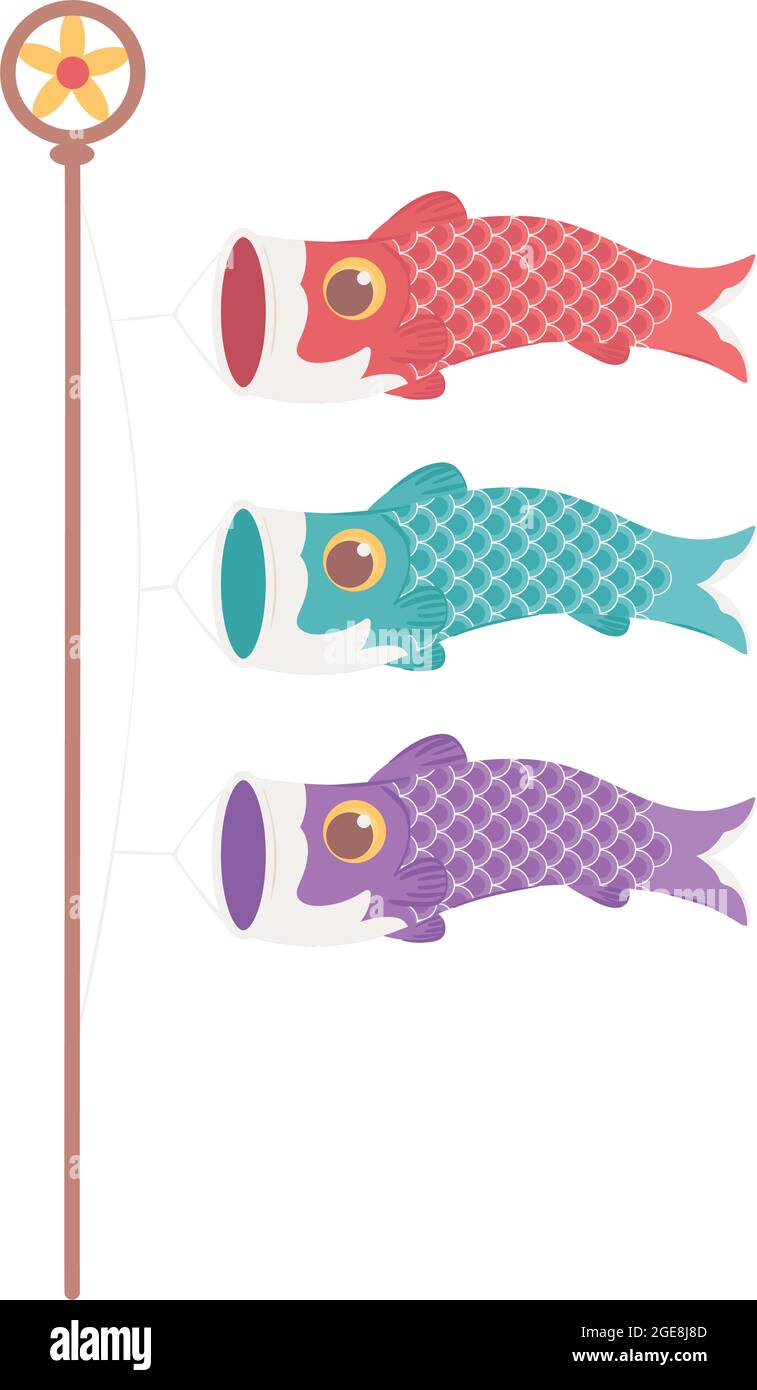 japanese koinobori fish flags Stock Vector