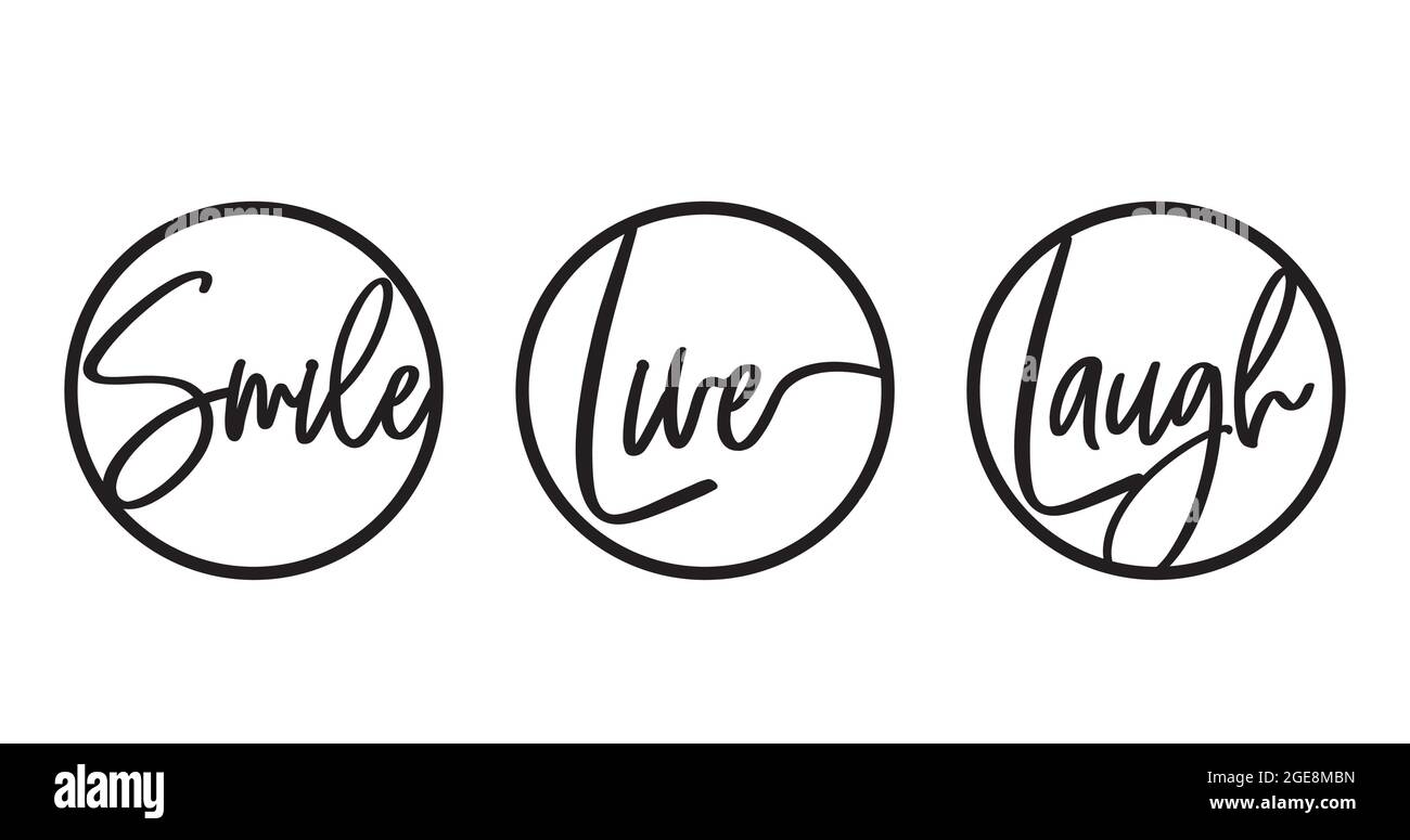 Smile, love, laugh. Metal wall art, vector. Wording design in metal cut