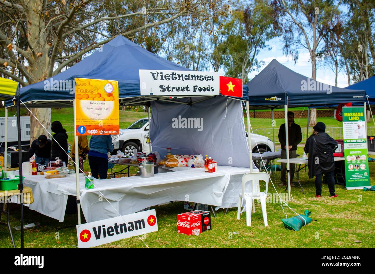 Early morning set up of Vietnamese Food Stall at Tamworth Multucultural