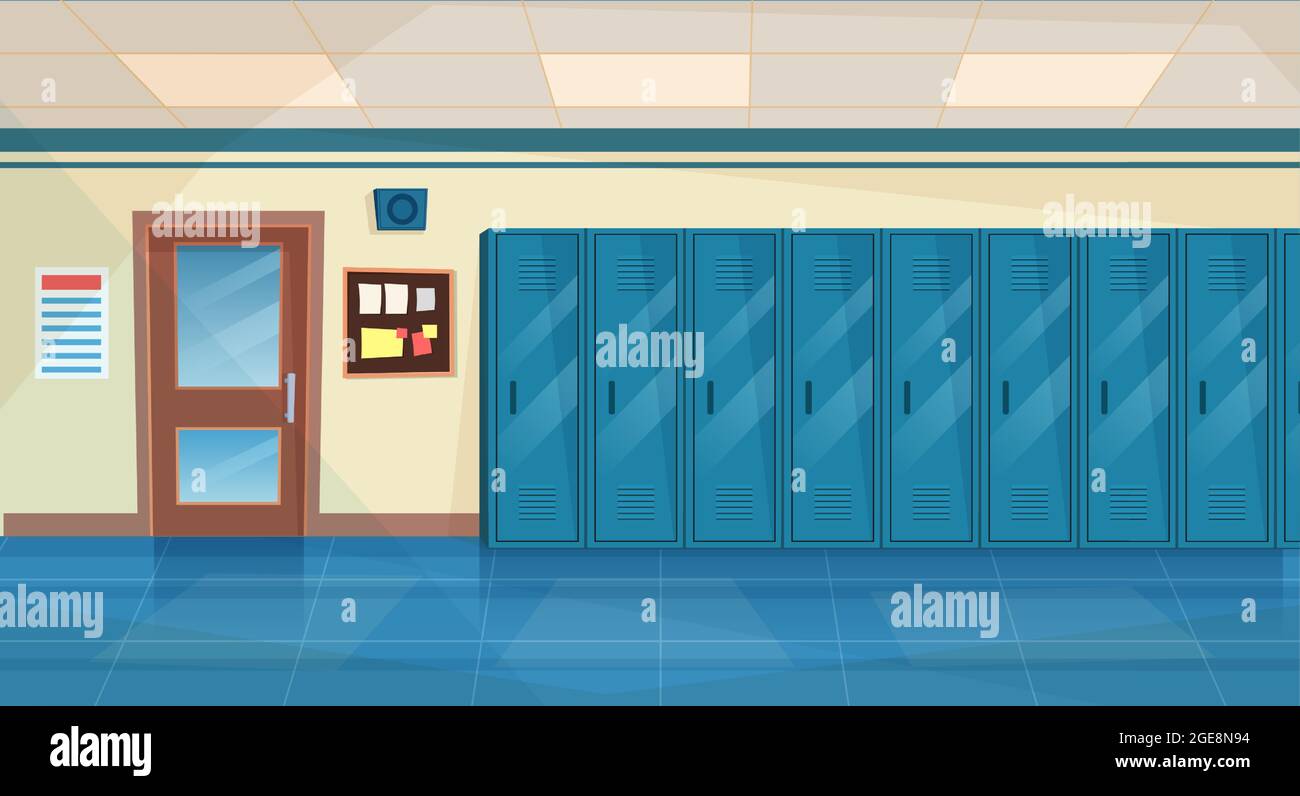 Empty School Corridor Stock Vector