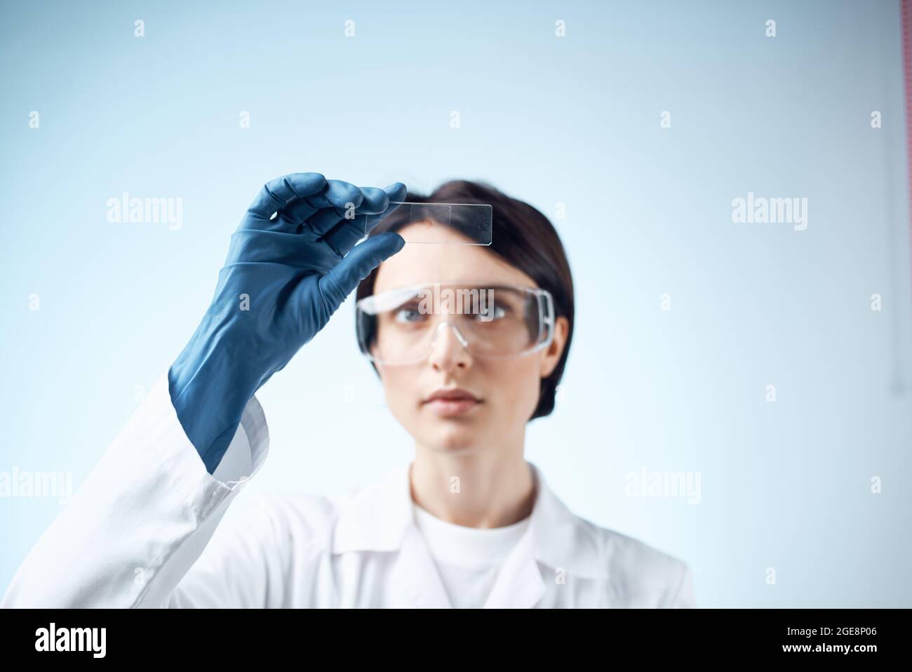woman laboratory assistant analysis diagnostics technology research