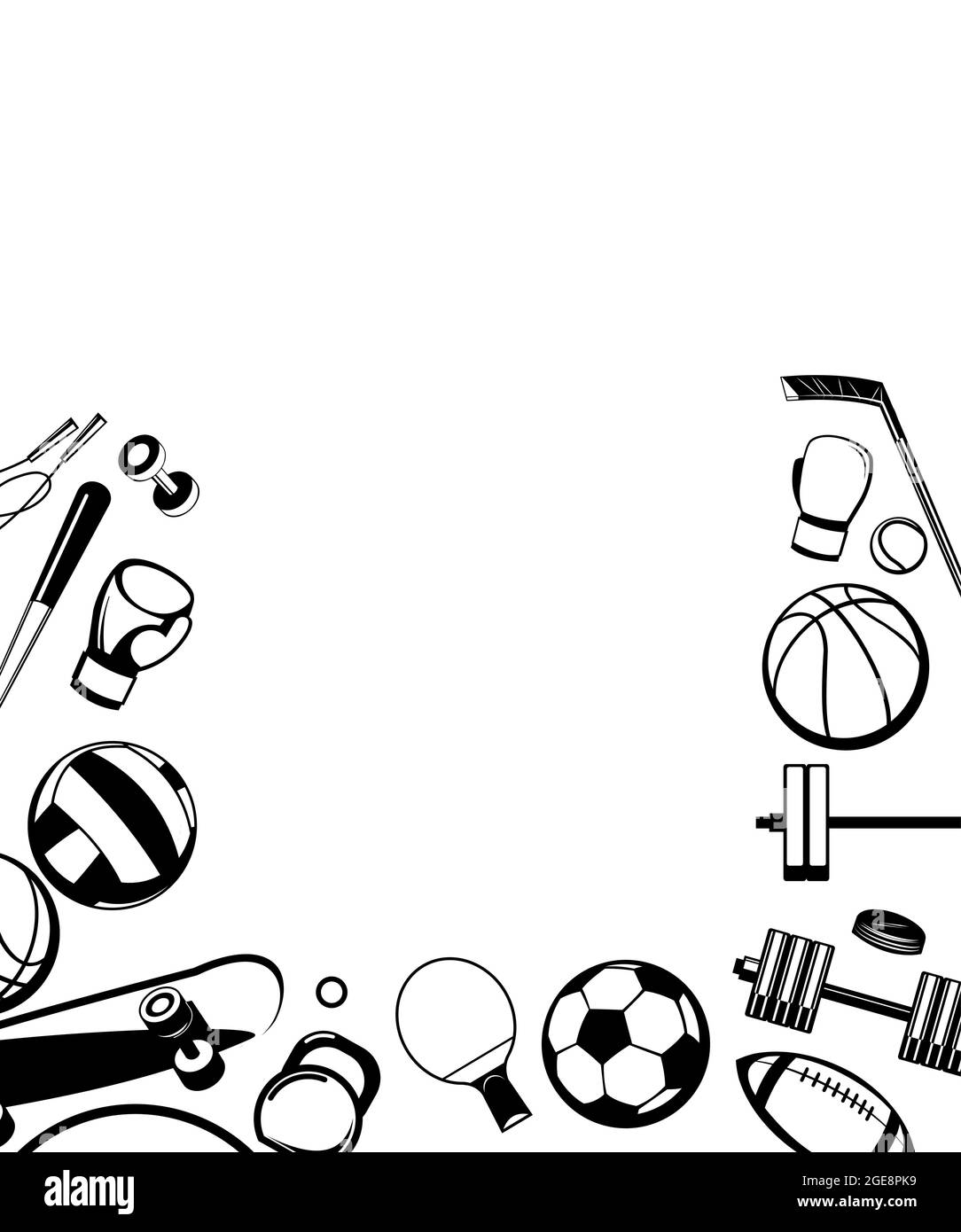 Sports equipment for athletes. Vertical frame. Isolated on white