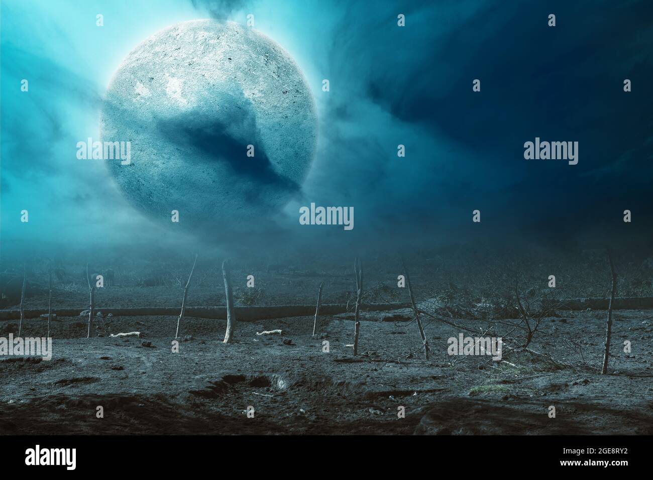Full moon with dark cloudscapes on the night. Halloween concept Stock ...
