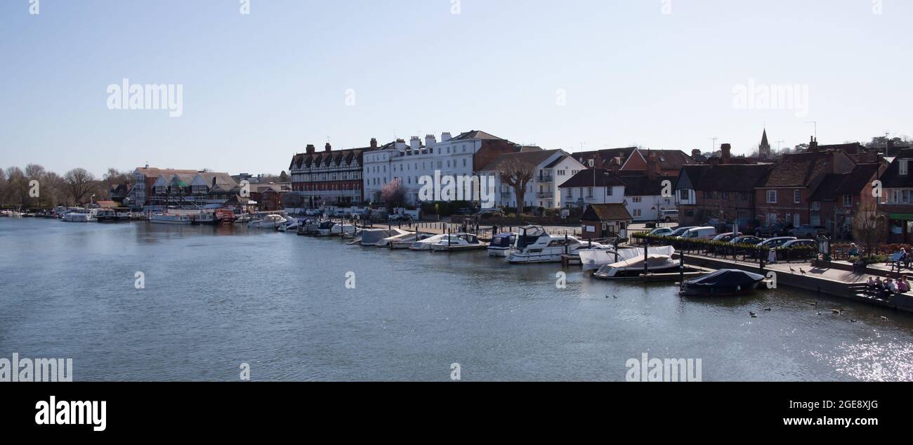Views of Henley on Thames and the marina in Oxfordshire in the UK Stock Photo