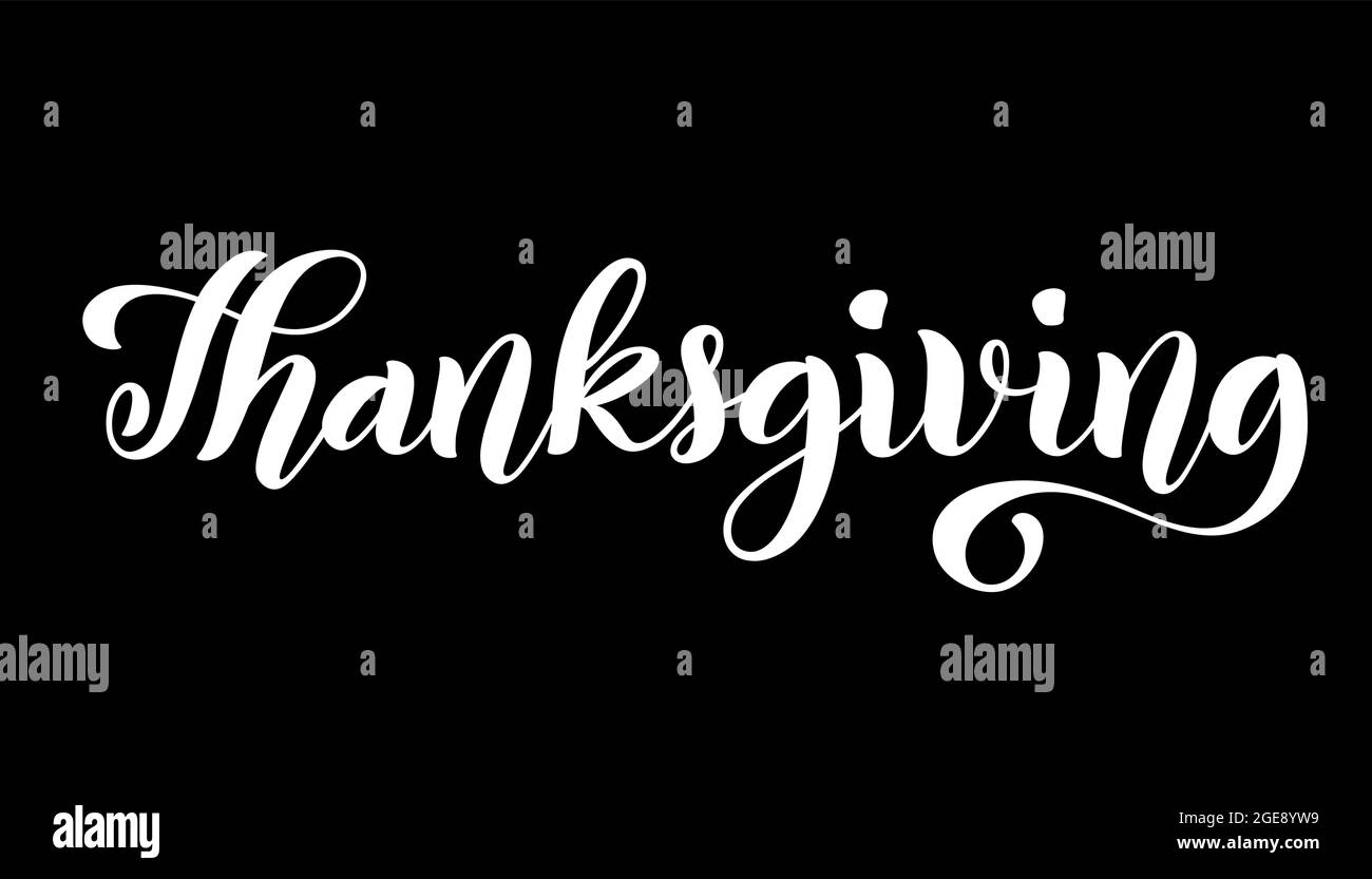 Happy Thanksgiving Day poster with hand drawn lettering. Vector ...