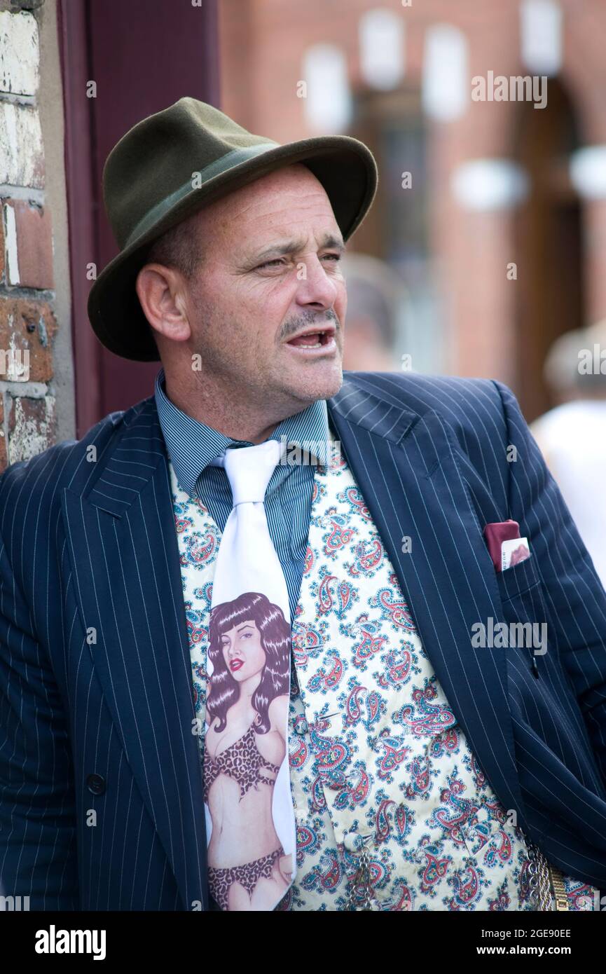 A Man Dressed As A Spiv At A 1940's World War 2 Event At The Black Country Living Museum Dudley West Midlands England UK Stock Photo