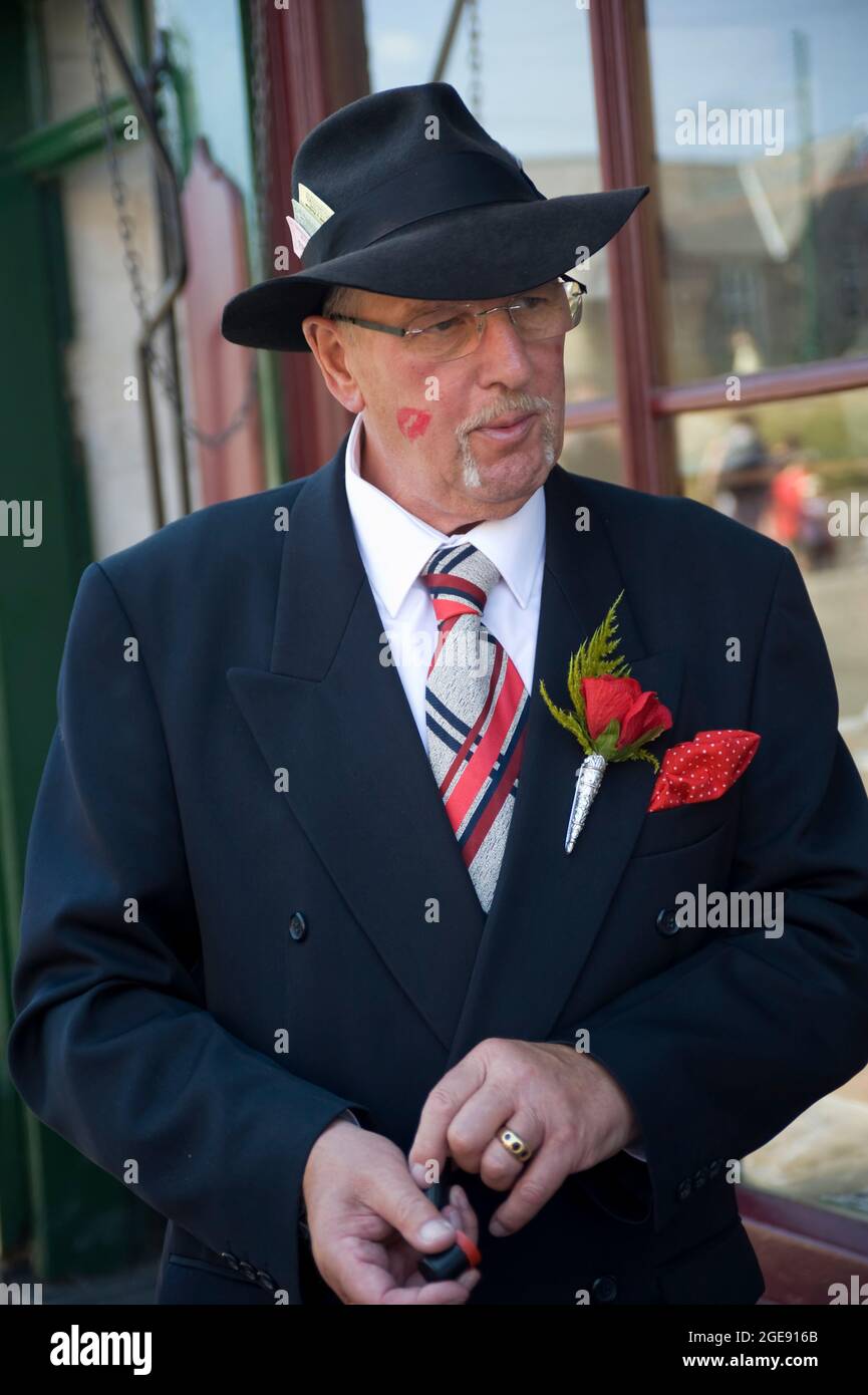 A Man Dressed As A Spiv At A 1940's World War 2 Event At The Black Country Living Museum Dudley West Midlands England UK Stock Photo