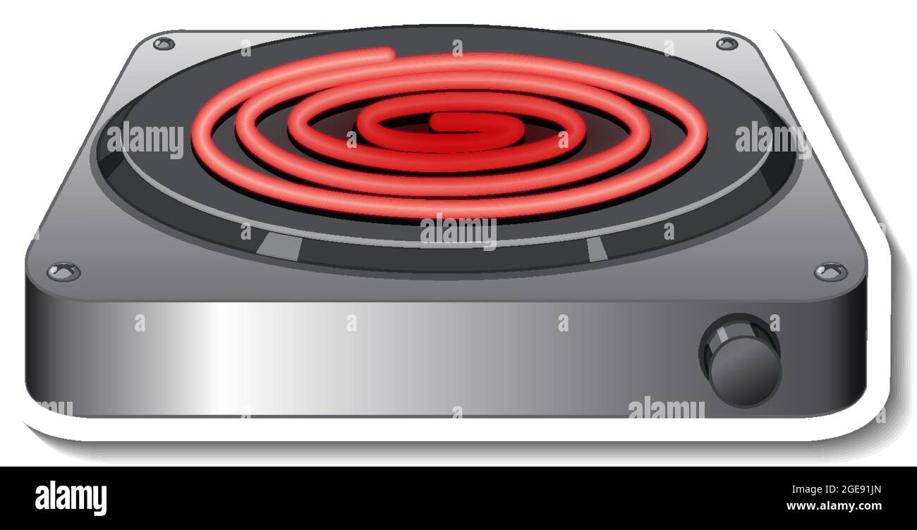 A sticker template with electric induction stove isolated illustration ...