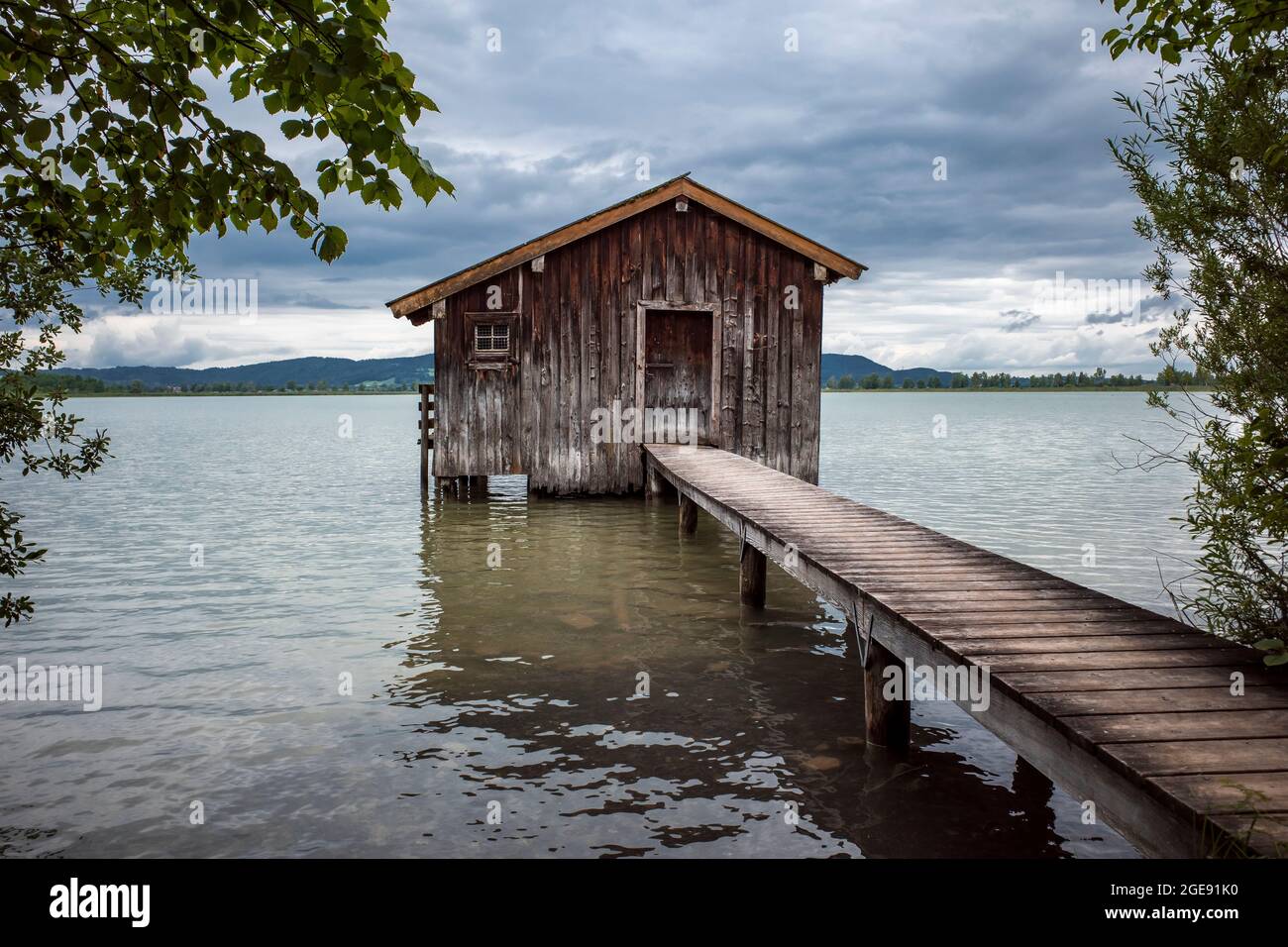 bathhouse at the lake cloudy day Stock Photo