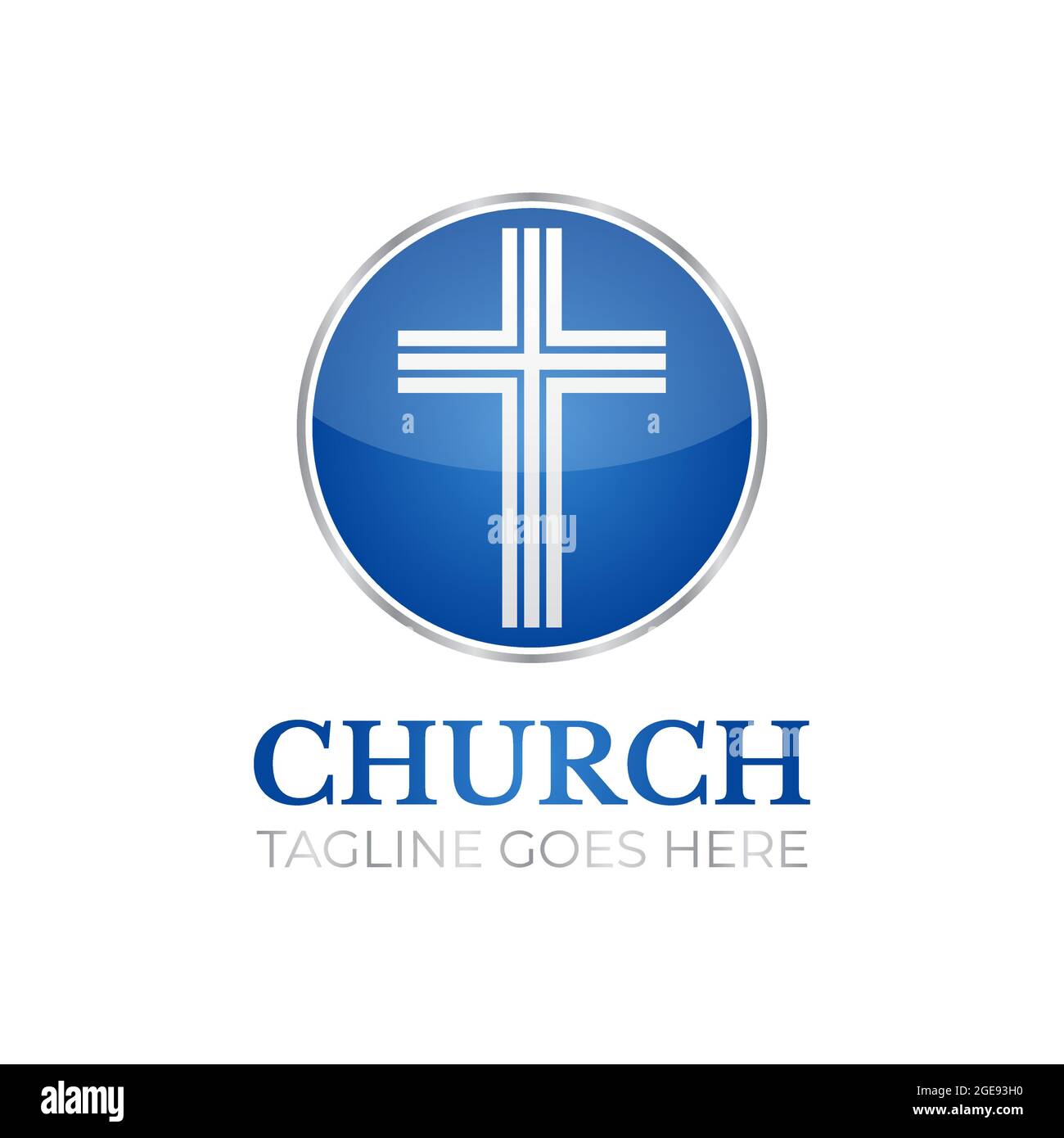 Christian Church Round Logo Design with Cross Stock Vector