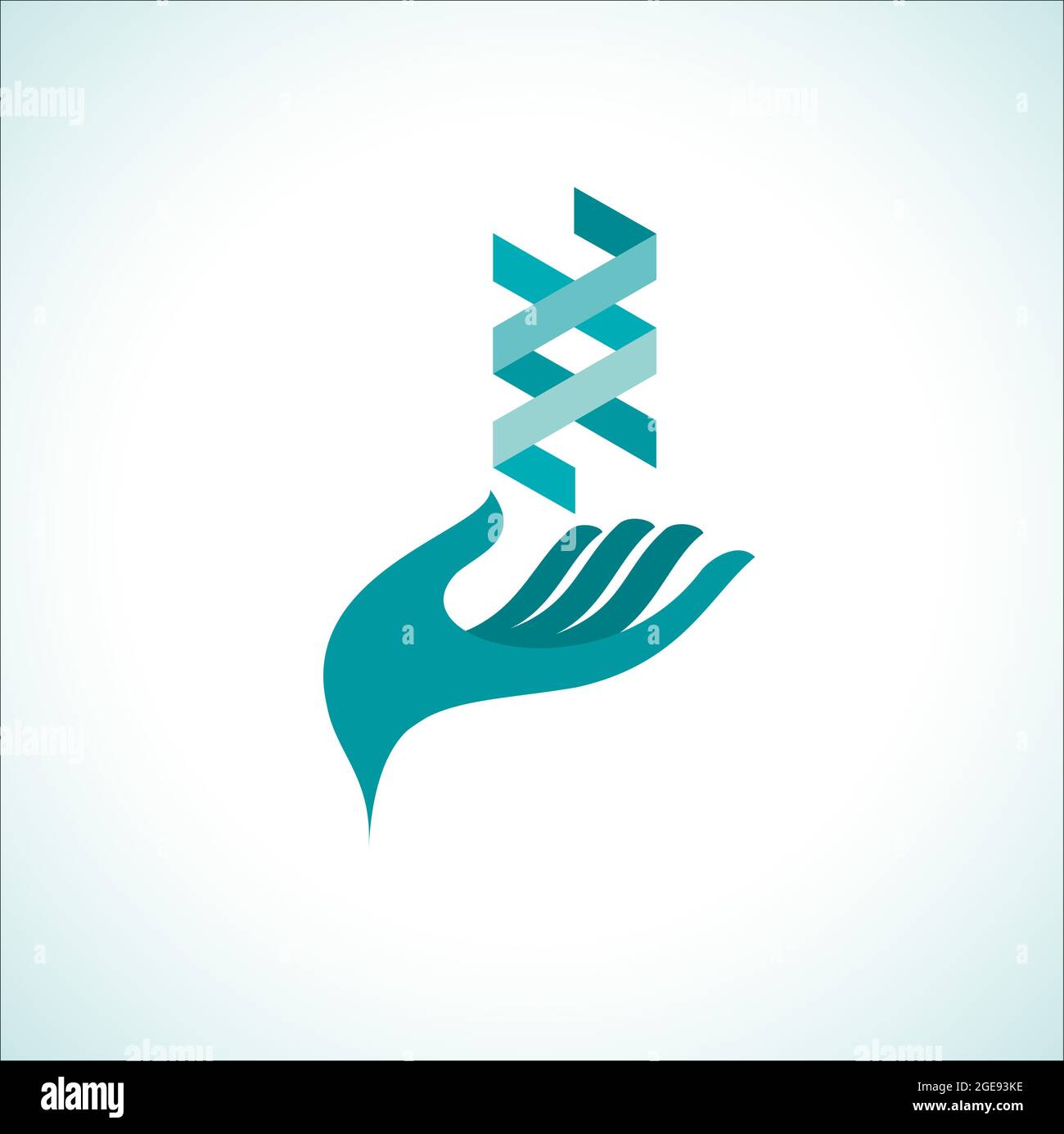 Vector logo hand with dna. Nucleic acid double helix. research