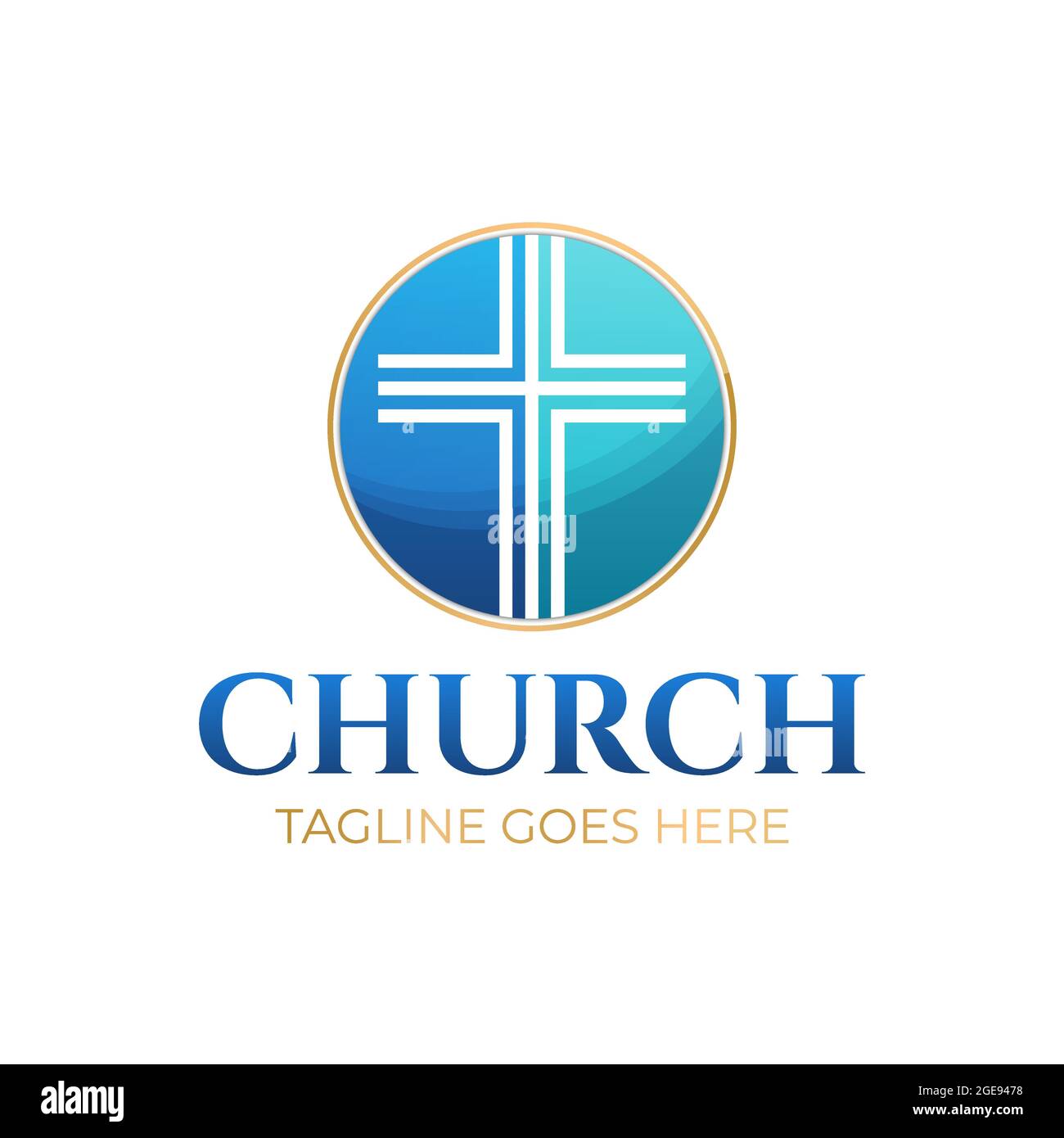 Christian Church Logo Design with Cross Stock Vector