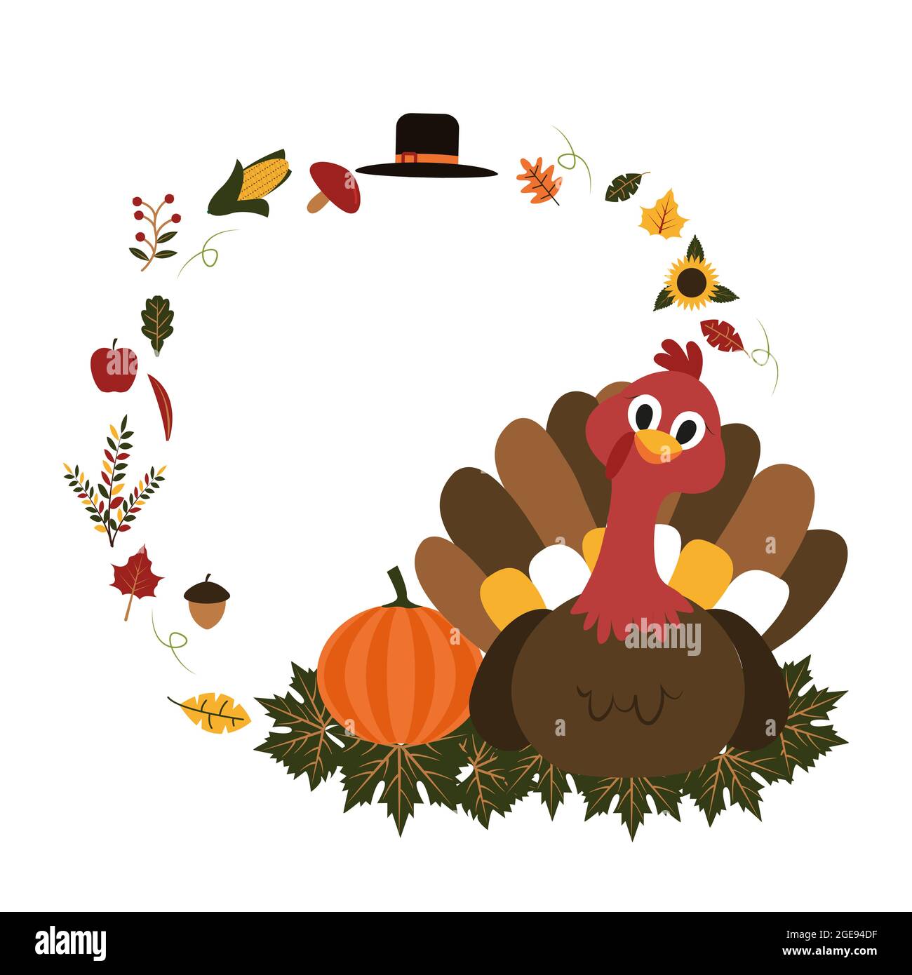 Thanksgiving turkey. Happy Thanksgiving Day. Stock Vector