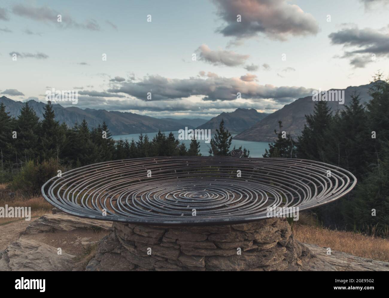 Basket of dreams on the top of Queenstown hill in New Zealand Stock