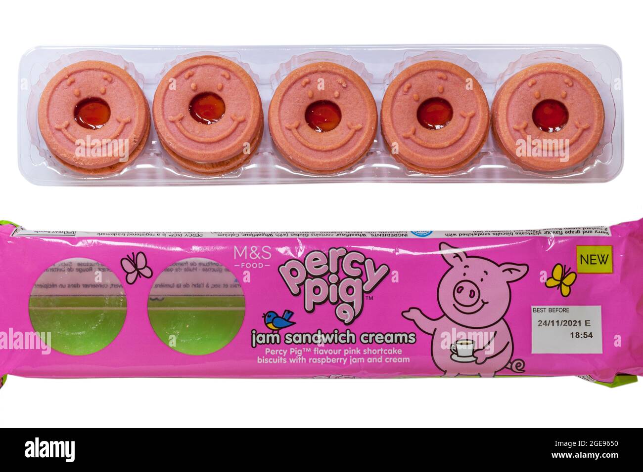 Packet of percy pig jam sandwich creams Cut Out Stock Images & Pictures