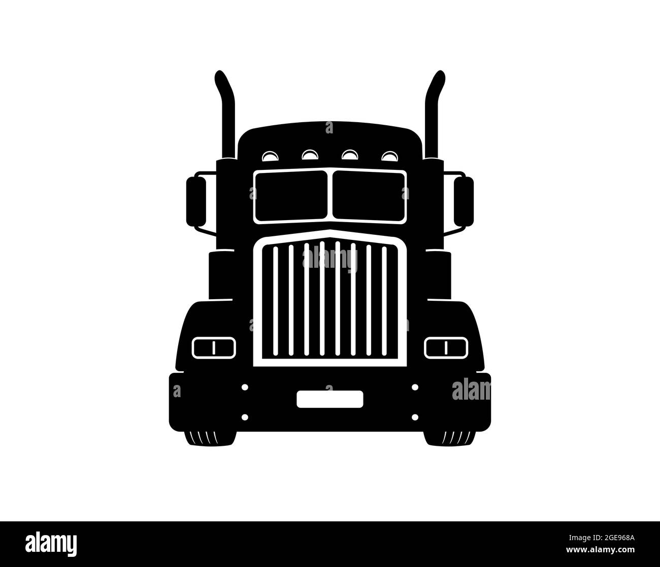 Semi truck. Vector Outline Lorry. White blank template for truck, semi-trailer for advertising, for coloring book. Stock Vector