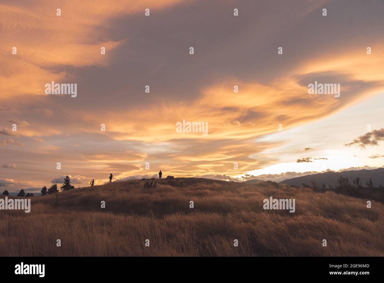 Amazing sunset at Pukaki lake in New Zealand south island Stock Photo ...