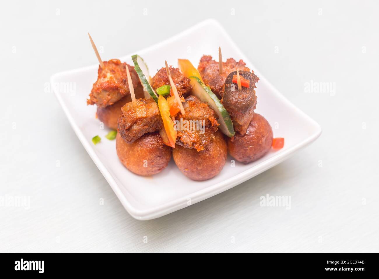 small chops with meat, balls and vegetable Stock Photo Alamy