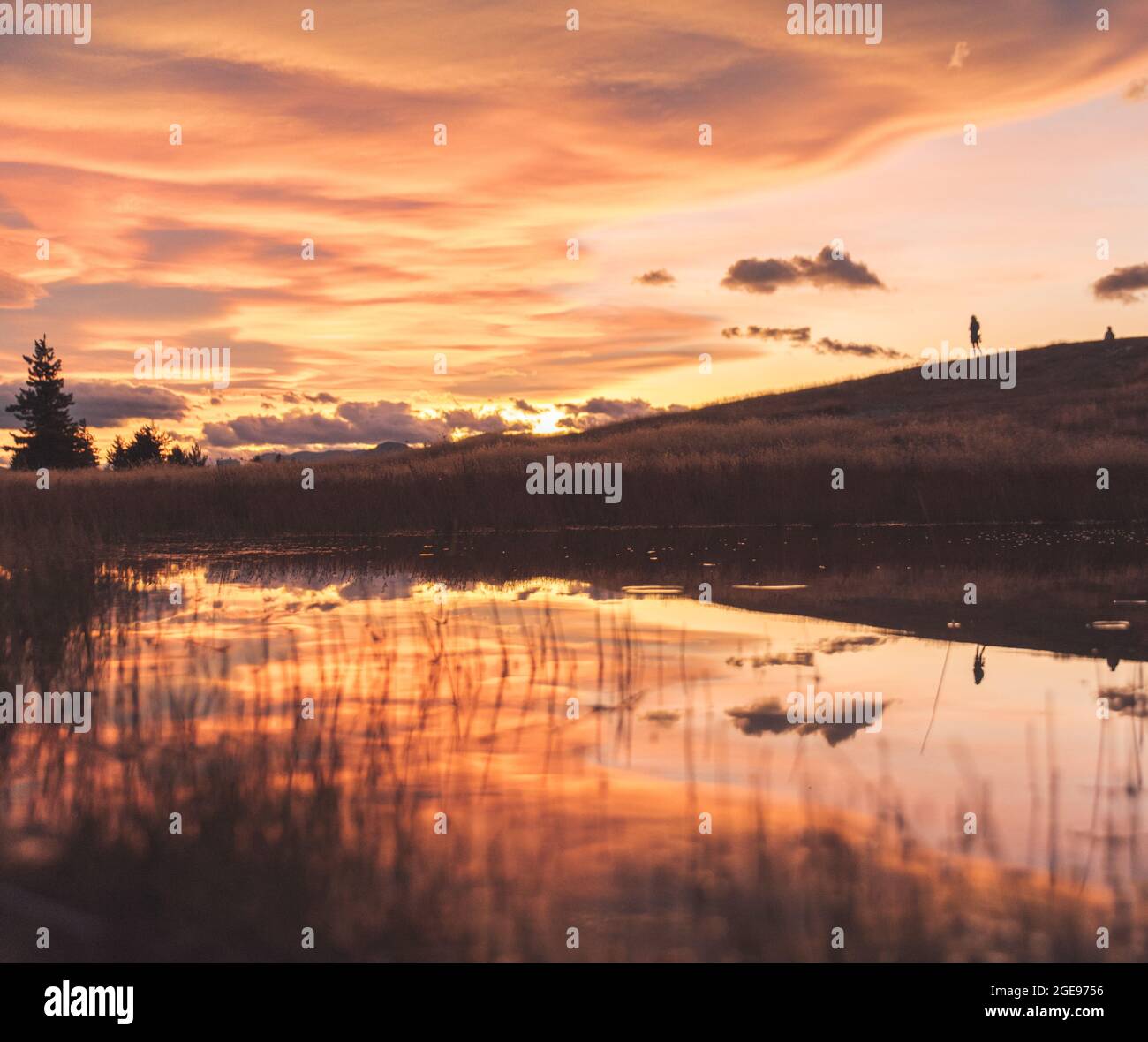 Amazing sunset at Pukaki lake in New Zealand south island Stock Photo ...