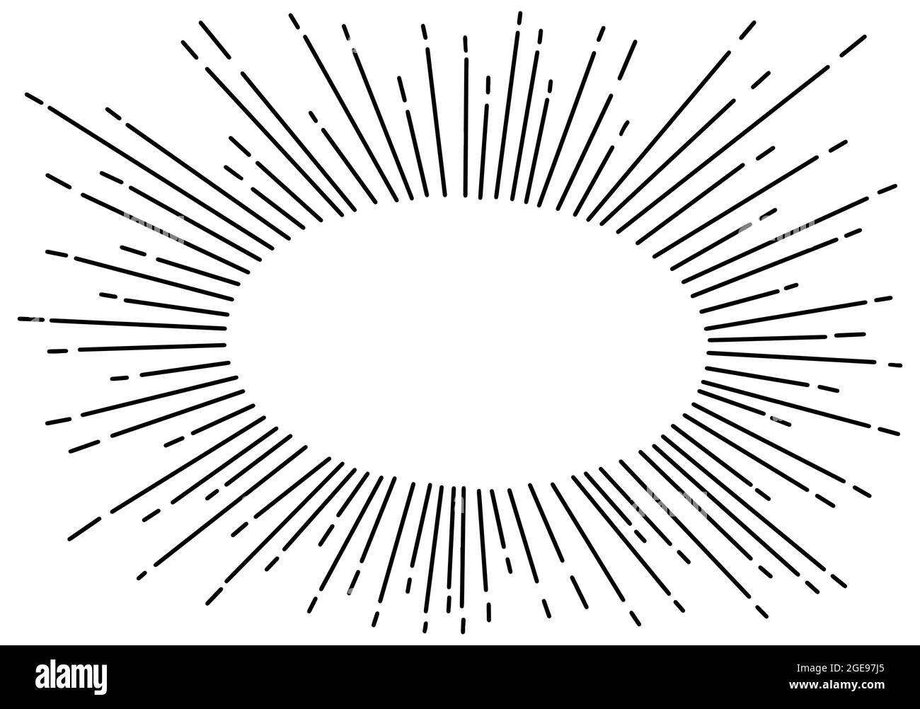 Doodle oval frame Vintage Sunburst, explosion effect, Hand Drawn Vector illustration Stock Vector