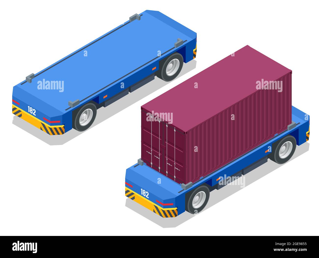 Isometric Automated Transport Vehicles Container Loading Cargo ...