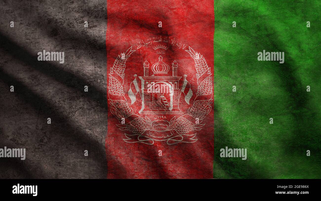 Weathered Afghanistan flag grunge rugged condition waving Stock Photo