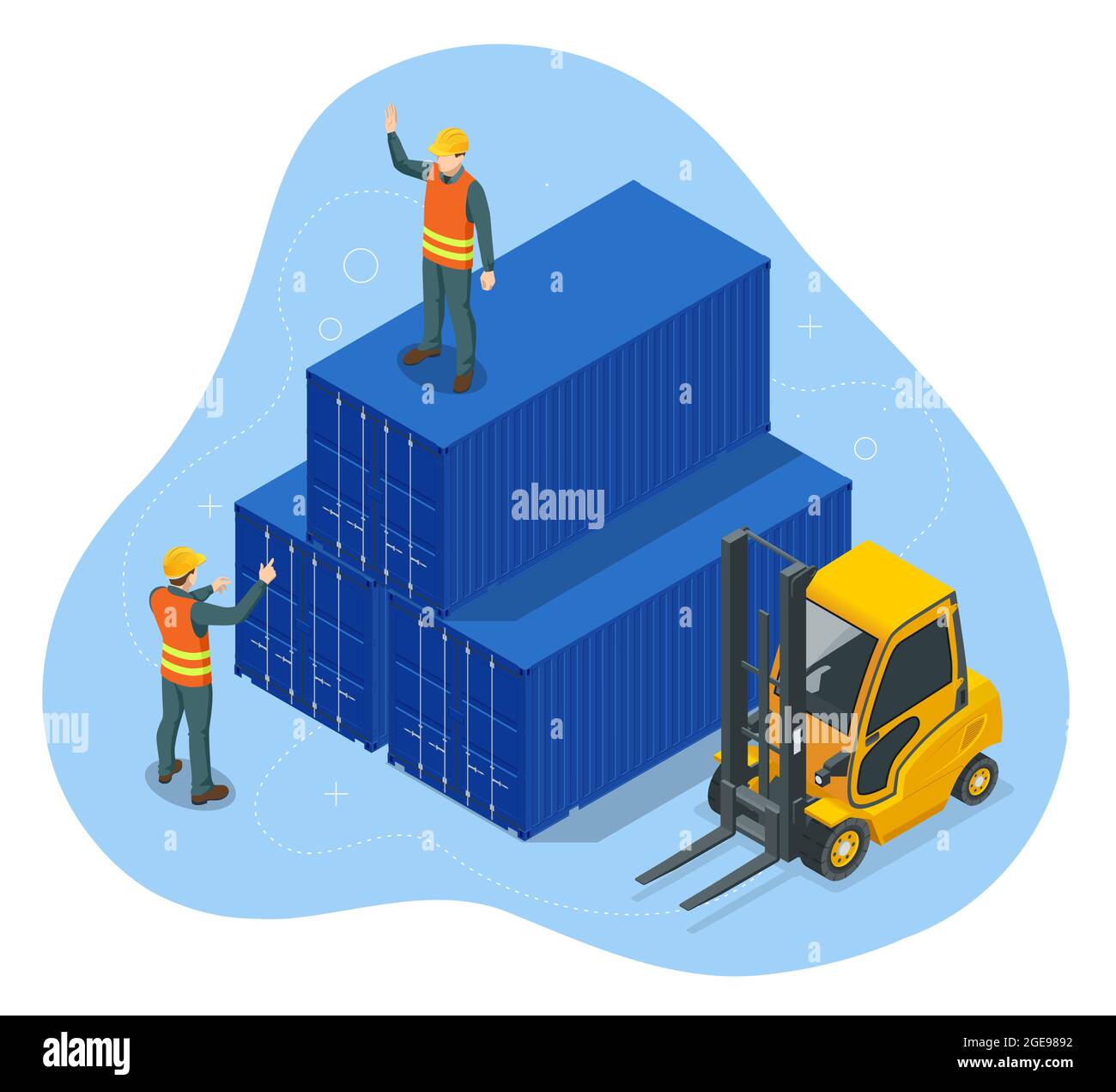 Isometric Automated Transport Vehicles Container Loading Cargo ...