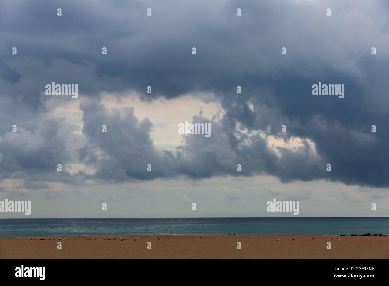 Image of dramatic dark cloudy sky over sea, natural photo background ...