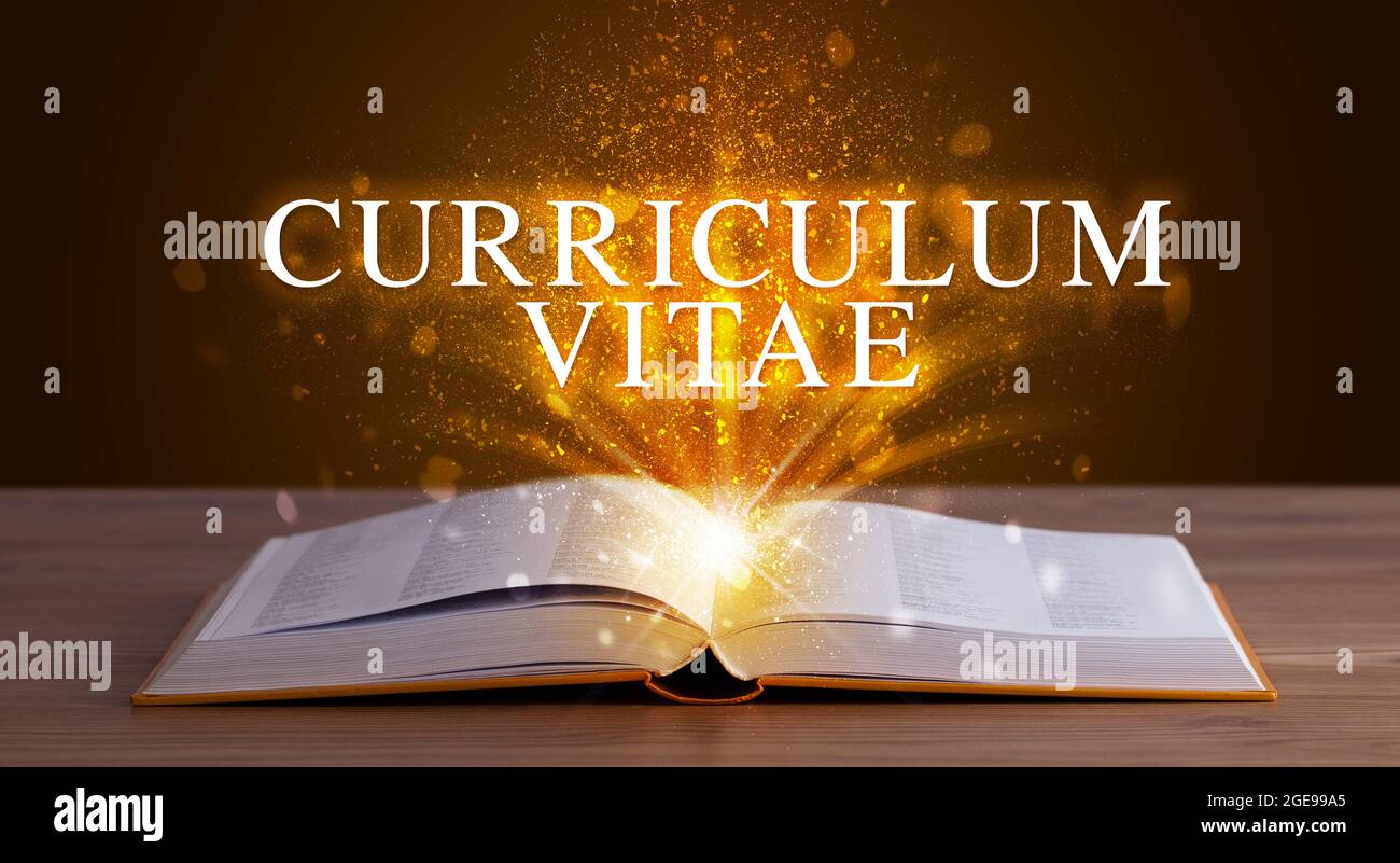 Educational inscription coming out from an open book Stock Photo - Alamy