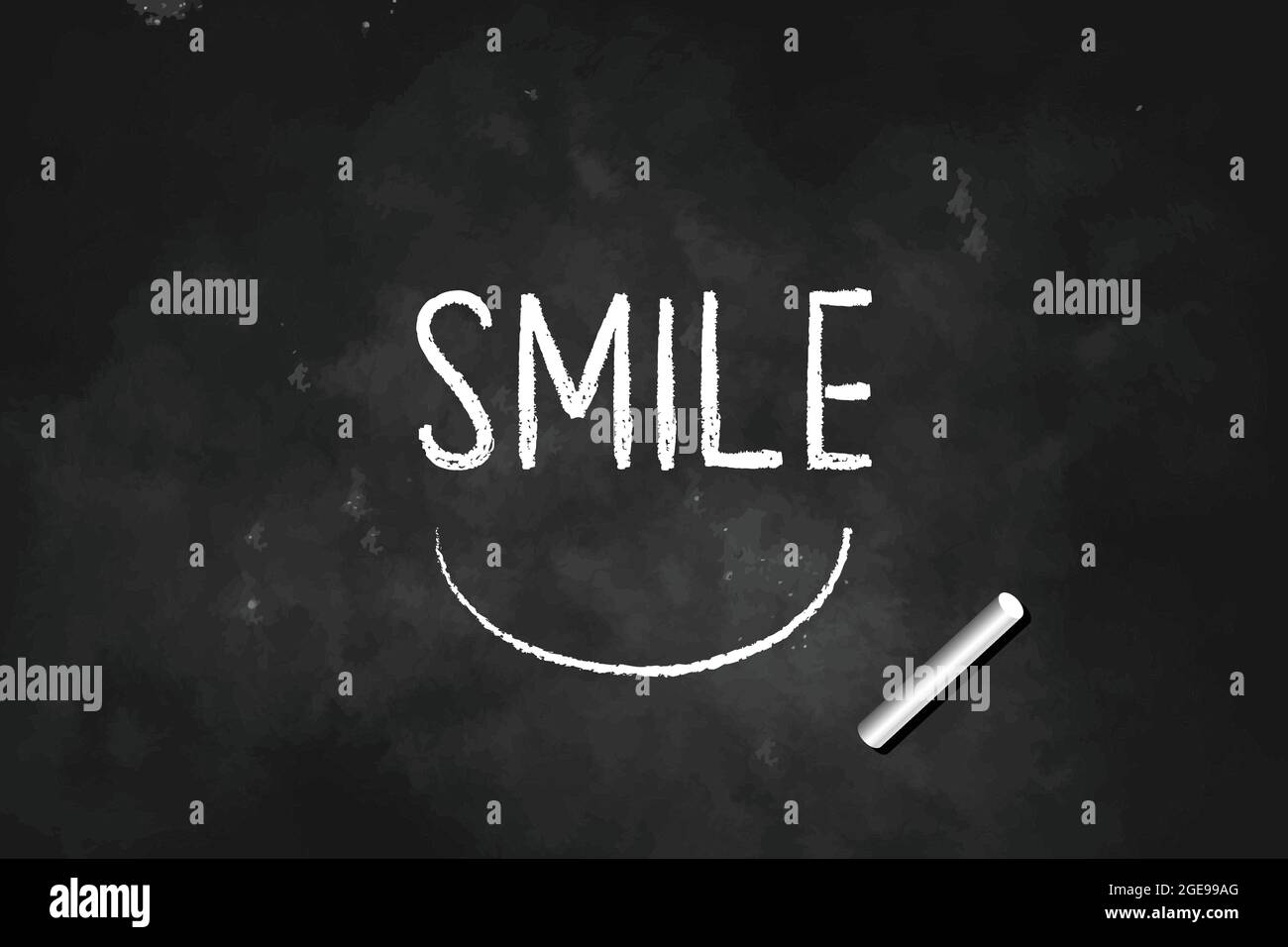 Smile written with chalk on black board icon logo vector illustration Stock Vector