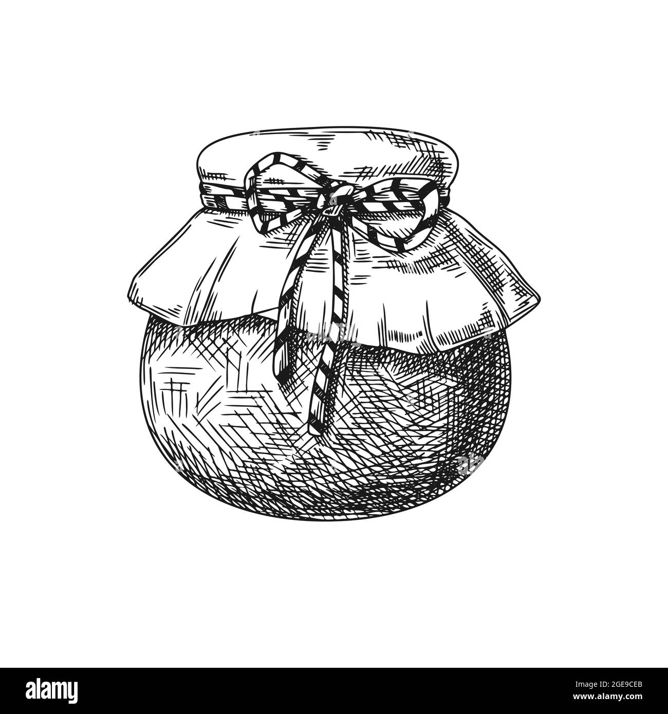 Jar sketch with honey, jam, preserves isolated on a white background