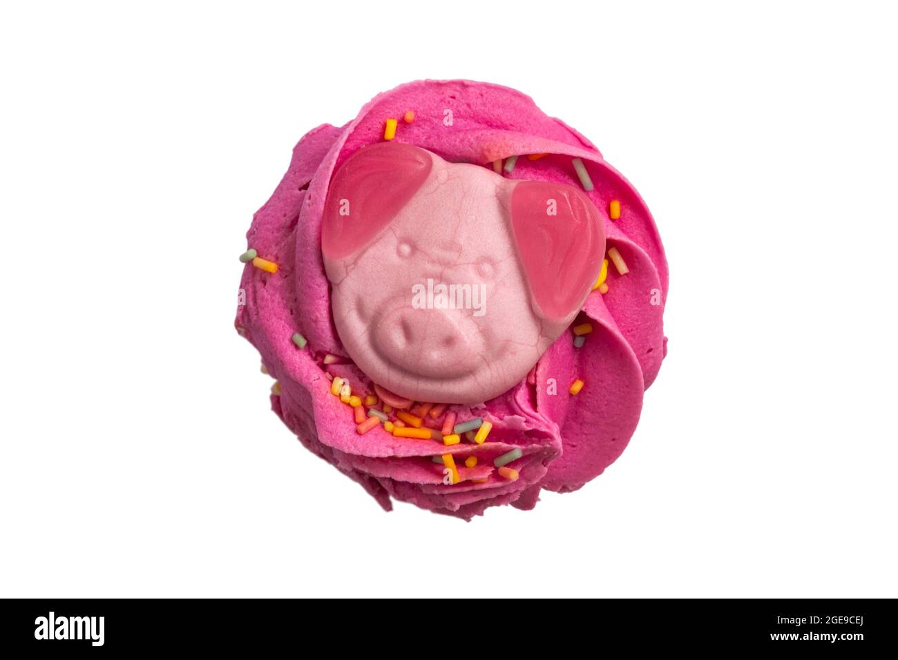 Percy Pig party cupcake cake from M&S isolated on white background Stock Photo