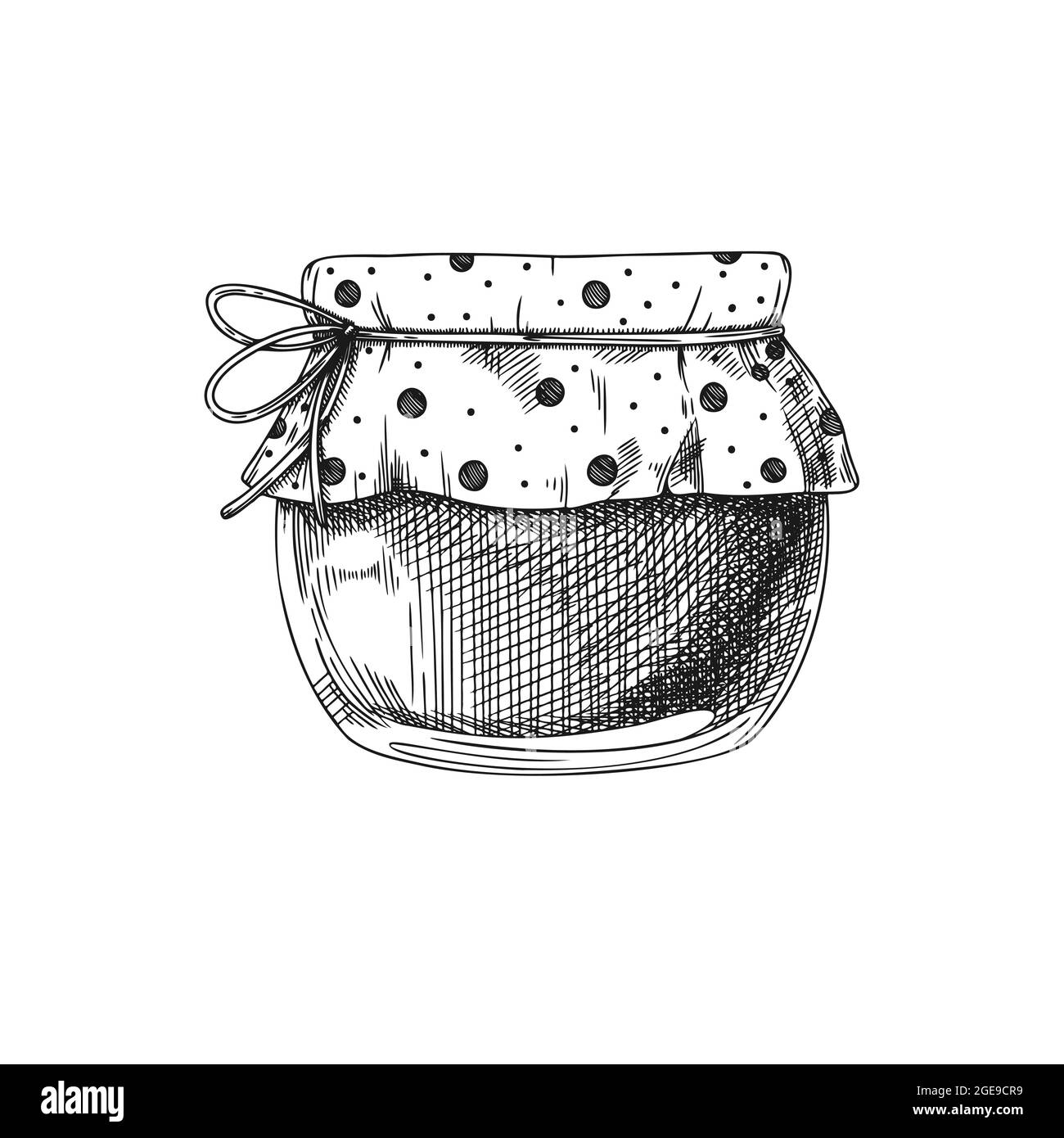 Jar sketch with honey, jam, preserves isolated on a white background