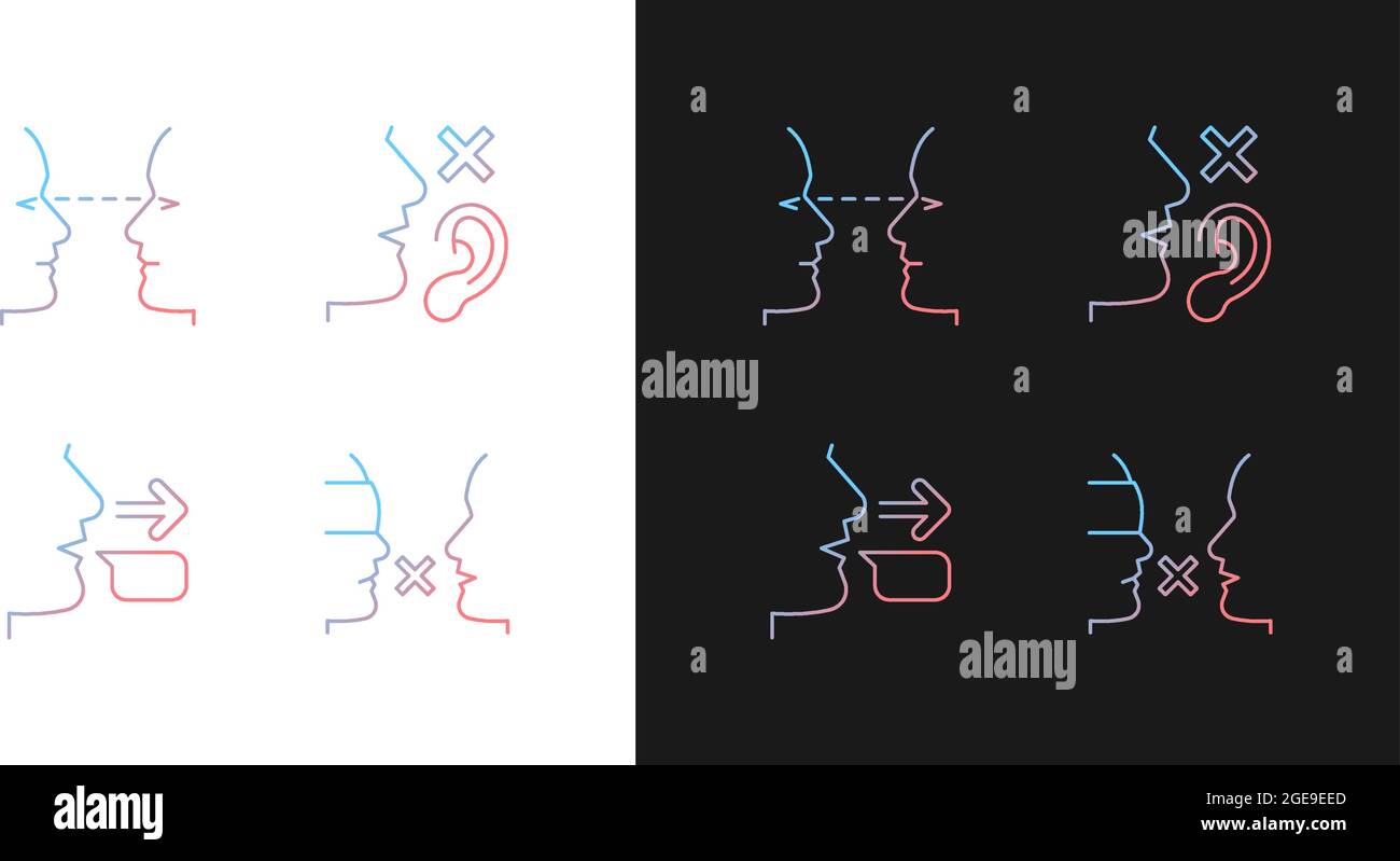Improve everyday communication gradient icons set for dark and light mode Stock Vector