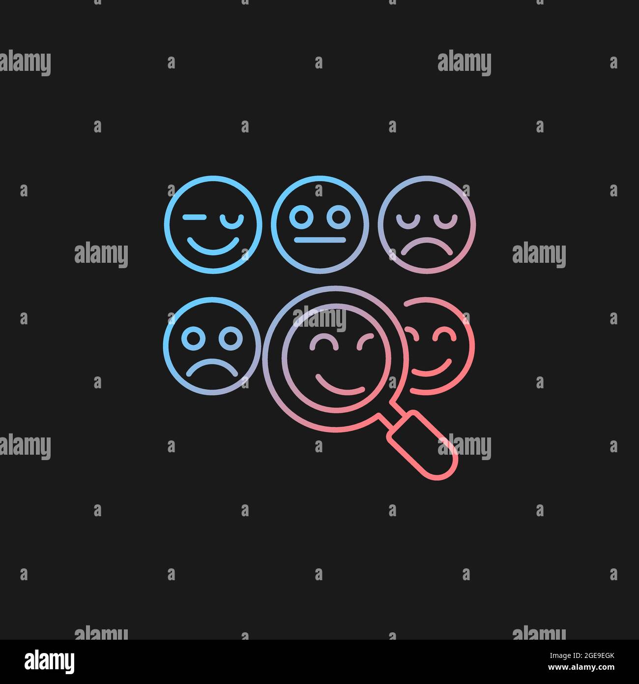 Reading emotions gradient vector icon for dark theme Stock Vector