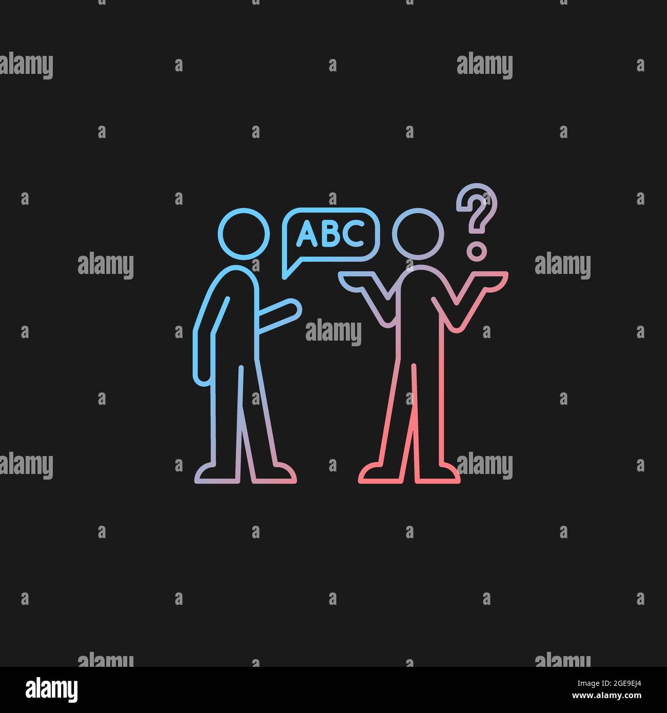 Language barriers gradient vector icon for dark theme Stock Vector