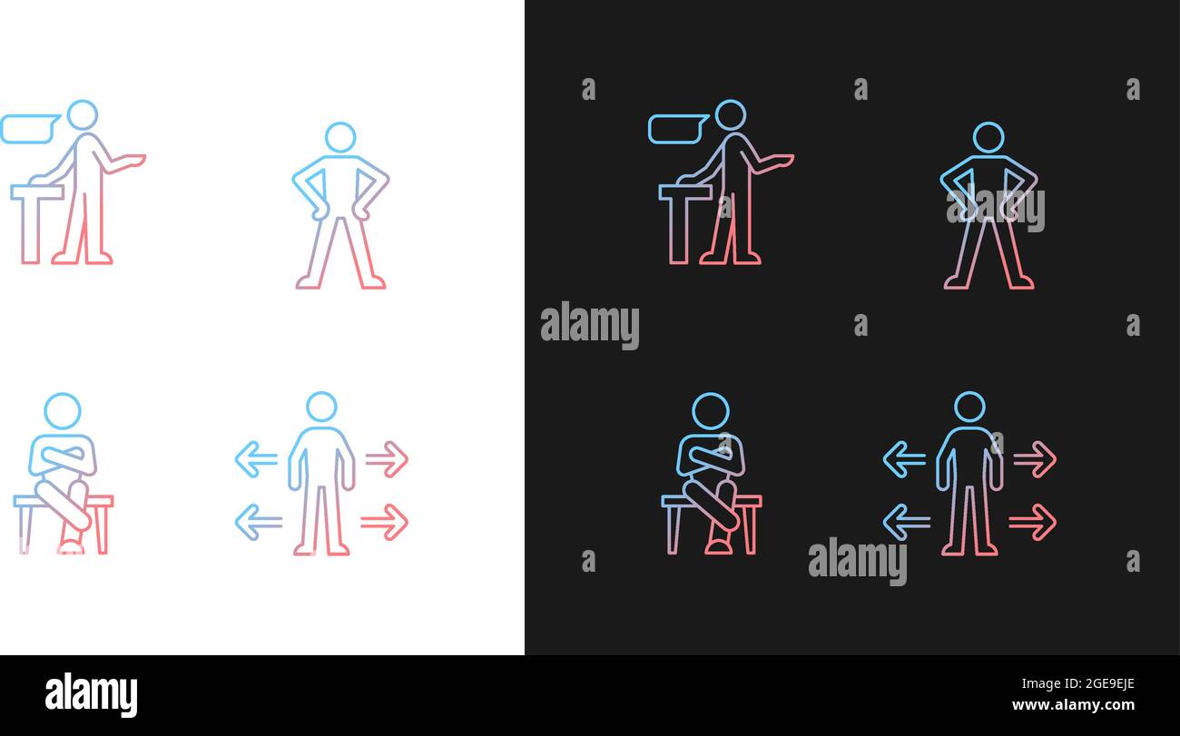 Communication skills gradient icons set for dark and light mode Stock Vector